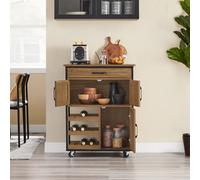 Sobuy Fkw134-N, Kitchen Trolley With Wheels Multi-Functional Storage Cart Kitchen Island With Wine Rack,w67Xd37Xh87.2