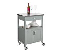 SoBuy FKW22-HG Kitchen Trolley with Storage Mobile Kitchen Cart with Drawer, Open Shelf Compact Kitchen Unit on Wheels, Ideal as Microwave Stand, Stor