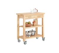 SoBuy® FKW24-N, Rubber Wood Kitchen Storage Trolley 2 Drawers 2 Shelves