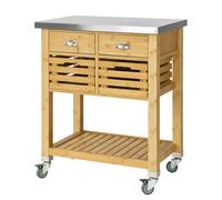 SoBuy Kitchen Serving Trolley Bamboo - Brown