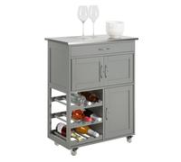 SoBuy FKW45-HG, Kitchen Trolley with Wheels Multi-Functional Rolling Storage Cart, Kitchen Island on wheels with Wine Rack Mobile Sideboard Unit for S