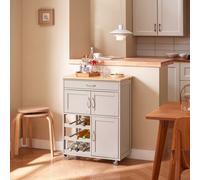 Sobuy Fkw45-Ka, Sobuy Kitchen Trolley Storage Trolley Kitchen Storage Cabinet With Rubber Wood Worktop,w67Xd37.5Xh86.5