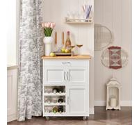 Sobuy Fkw45-Nw, Storage Trolley Serving Trolley Kitchen Storage Cabinet With Rubber Wood Worktop,w67Xd37.5Xh86