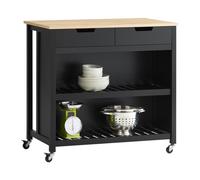 SoBuy FKW74-SCH Serving Trolley with Casters, Kitchen Trolley with Worktop, Kitchen Rolling Cart, Outdoor Serving Trolley, Standing Kitchen Shelf, Kit