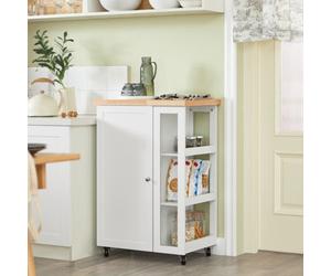 Sobuy Fkw75-Nw, Kitchen Storage Trolley Serving Trolley Kitchen Cabinet With 3-Tier Side Storage Shelves,w60Xd40Xh90