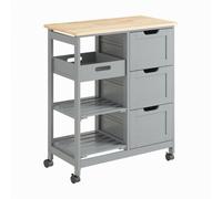 SoBuy Kitchen Trolley Cart Kitchen Storage Trolley,Grey,FKW79-HG