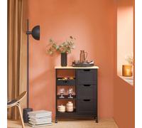 Sobuy Fkw79-Sch,kitchen Trolley Cart Storage Serving Trolley With 3 Drawers And Removable Tray, Black,w67Xd37Xh84