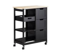 SoBuy Kitchen Trolley Cart Kitchen Storage Trolley,Black,FKW79-SCH