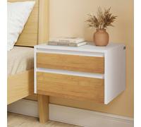 Floating Bedside Table Table Motion Light & 2 Push-To-Open Drawer Wall-Mount Cabinet,sobuy Fbt175-E-Wn