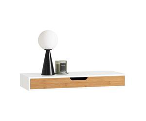 SoBuy Floating Shelf 40cm Wide with Bamboo Drawer for Bedroom & Living Room