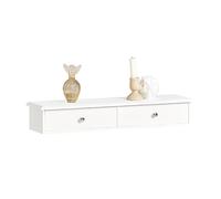SoBuy Floating Shelf with 2 Drawers - Modern Wall Mounted Shelf for Bedroom, Hallway & Living Room, White W64 x D15 x H10cm FRG43-W