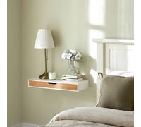 SoBuy Floating Wall Cabinet with Drawer - White & Bamboo SoBuy White