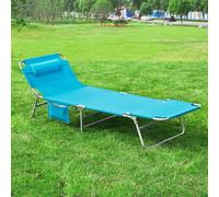 SoBuy Foldable Outdoor Lounge Chair - Textilene Fabric - Contemporary in Turquoise SoBuy Turquoise