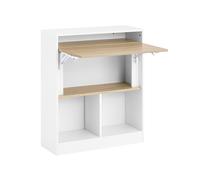 Sobuy Fwt104-Nw, Office Desk Folding Desk With 5 Storage Shelves, Wood Effect,w70Xd25Xh85