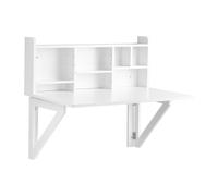 Sobuy Fwt07-Ii-W, Folding Wall-Mounted Drop-Leaf Table Desk Integrated With Storage Shelves,white,w90Xd60Xh78