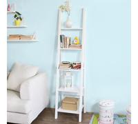 Sobuy Frg101-W, 5 Tiers Ladder Shelf, Storage Display Shelving Wall Shelf Bookcase,white,w44Xd39Xh180