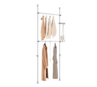 SoBuy FRG109-II-HG, Telescopic Clothes Rail, Heavy Duty Clothes Rack, Adjustable Open Wardrobe with Hanging Rails for Bedroom, Walk-in Closet Grey