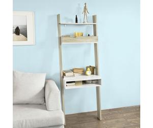 Sobuy Frg111-Nw, Wall Shelf Bookcase Wall Storage Computer Desk Workstation,wood Effect,w65Xd45Xh176.4