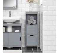 SoBuy Bathroom Cabinet - Narrow Storage Unit with 2 Drawers- Compact Storage Cabinet for Toilet and Small Space in Wood, Stylish Bathroom Furniture, Grey, 30x89x30 cm, FRG127-SG