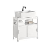 Sobuy Frg128-W, Under Sink Bathroom Storage Cabinet With Shelf And Double Sliding Door,white,w30Xd60Xh61