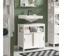 Sobuy Frg128-W, Under Sink Bathroom Storage Cabinet With Shelf And Double Sliding Door,white,w30Xd60Xh61