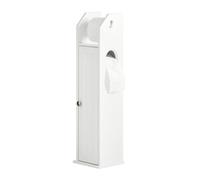 SoBuy FRG135-W, White Free Standing Wooden Bathroom Toilet Paper Roll Holder Storage Cabinet
