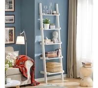 Sobuy Frg17-W, 5 Tiers Ladder Shelf Bookcase Storage Display Shelving Wall Shelf,white,w56Xd32.5Xh190