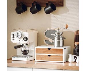 Sobuy Frg180-Nw, Coffee Machine Stand & Coffee Pod Capsule Teabags Box Holder Organizer,wood Effect,w30Xd20Xh14