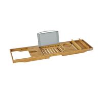 SoBuy FRG207-N, Extendable Bamboo Bathtub Rack with Book Rest iPad Phone Holder, Wood