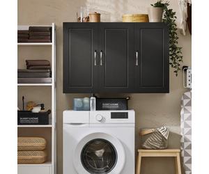 Sobuy Frg231-L-Sch, Bathroom Wall Cupboard Kitchen Wall Cabinet Bathroom Cabinet Mounted Storage Unit With 3 Door,black