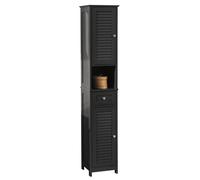 SoBuy FRG236-DG, Tall Bathroom Storage Cabinet Freestanding Bathroom Unit with 2 Doors, Drawer and Open Shelf Narrow Bathroom Furniture for Toilet, La
