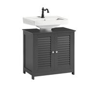 SoBuy FRG237-II-DG, Under Sink Bathroom Cabinet with Adjustable Shelves, MDF Bathroom Storage Unit for Under Sink Storage, Anti-Mold Louvered Door, su