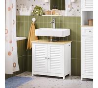 Sobuy Frg237-Nw, Under Sink Cabinet Vanity Unit Bathroom Cabinet With 2 Shutter Doors,wood Effect,w60Xd35Xh58