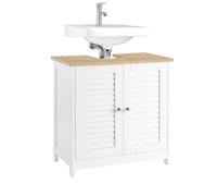Sobuy Frg237-Nw, Under Sink Cabinet Vanity Unit Bathroom Cabinet With 2 Shutter Doors,wood Effect,w60Xd35Xh58