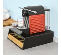 SoBuy Coffee Pod Holder with 4 Compartments - Bamboo Drawer Organizer for Coffee Pods, Tea Bags & Capsules Compact Pod Storage Box for Kitchen or Coffee Station MDF & Bamboo 31x30x10cm FRG280-SCH