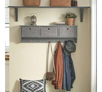 Sobuy Frg282-Hg, Wall Mounted Coat Rack Wall Shelf Storage Unit With 3 Baskets & 5 Hooks,grey,w100Xd20Xh31