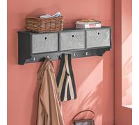 Sobuy Frg282-Sch, Wall Coat Rack Wall Shelf Wall Storage Cabinet Unit, Black,w100Xd20Xh31
