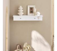 Sobuy Frg43-W, Wall Mounted Display Storage Shelf Unit With 2 Drawers, White,w64 X D15 X H10Cm