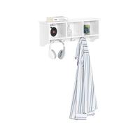 SoBuy® FRG48-W, White Wall Display Storage Unit with 3 Components 4 Hooks, Wall Coat Rack Bathroom Kitchen Cupboard