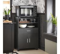 Sobuy Fsb09-Sch, Kitchen Trolley With Wheels And Extendable Worktop Microwave Stand Storage Unit,w59Xd40Xh92