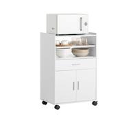 SoBuy FSB09-W Kitchen Trolley Kitchen Island with Wheels Microwave Stand Storage Unit Coffee Station Cabinet Small Mobile Cart Cabinet for Home, Offic