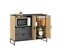SoBuy FSB103-N, sideboard cabinet kitchen cupboard with microwave shelf Ø6 cm & wine-glass rack, adjustable shelf, raised metal legs, storage unit fo