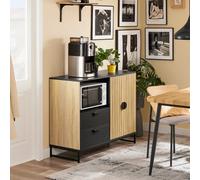 SoBuy FSB103-N, sideboard cabinet kitchen cupboard with microwave shelf Ø6 cm & wine-glass rack, adjustable shelf, raised metal legs, storage unit fo
