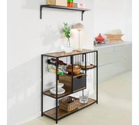Sobuy Fsb56-F, Kitchen Dining Room Storage Shelf Sideboard Side Table End Table Wine Rack,brown,w100Xd33Xh95