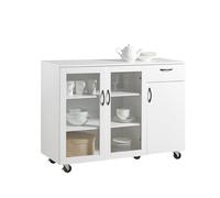 SoBuy FSB57-W, Kitchen Dining Room Living Room Sideboard Storage Cabinet Cupboard on Wheels, White