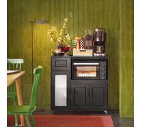 Sobuy Fsb78-Sch, Sideboard Microwave Cabinet Dining Room Cupboard Kitchen Trolley, Black,w88.5Xd40Xh89