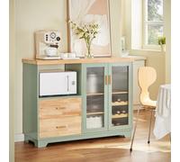 Sobuy Fsb81-Gr Kitchen Storage Sideboard Cabinet With Microwave Shelf And Wine Rack,green,w120Xd40Xh90