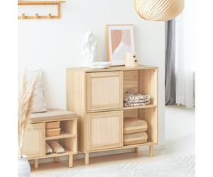 Sobuy Fsb87-N, Sideboard With 2 Sliding Doors Sideboard Storage Cabinet Cupboard, Wood Veneer,w80Xd35Xh87