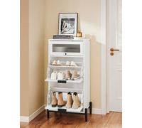 Sobuy Fsb95-W, Shoe Cabinet Shoe Storage Cupboard With 2 Flip-Drawers And 1 Glass Door, White