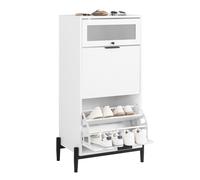 Sobuy Fsb95-W, Shoe Cabinet Shoe Storage Cupboard With 2 Flip-Drawers And 1 Glass Door, White